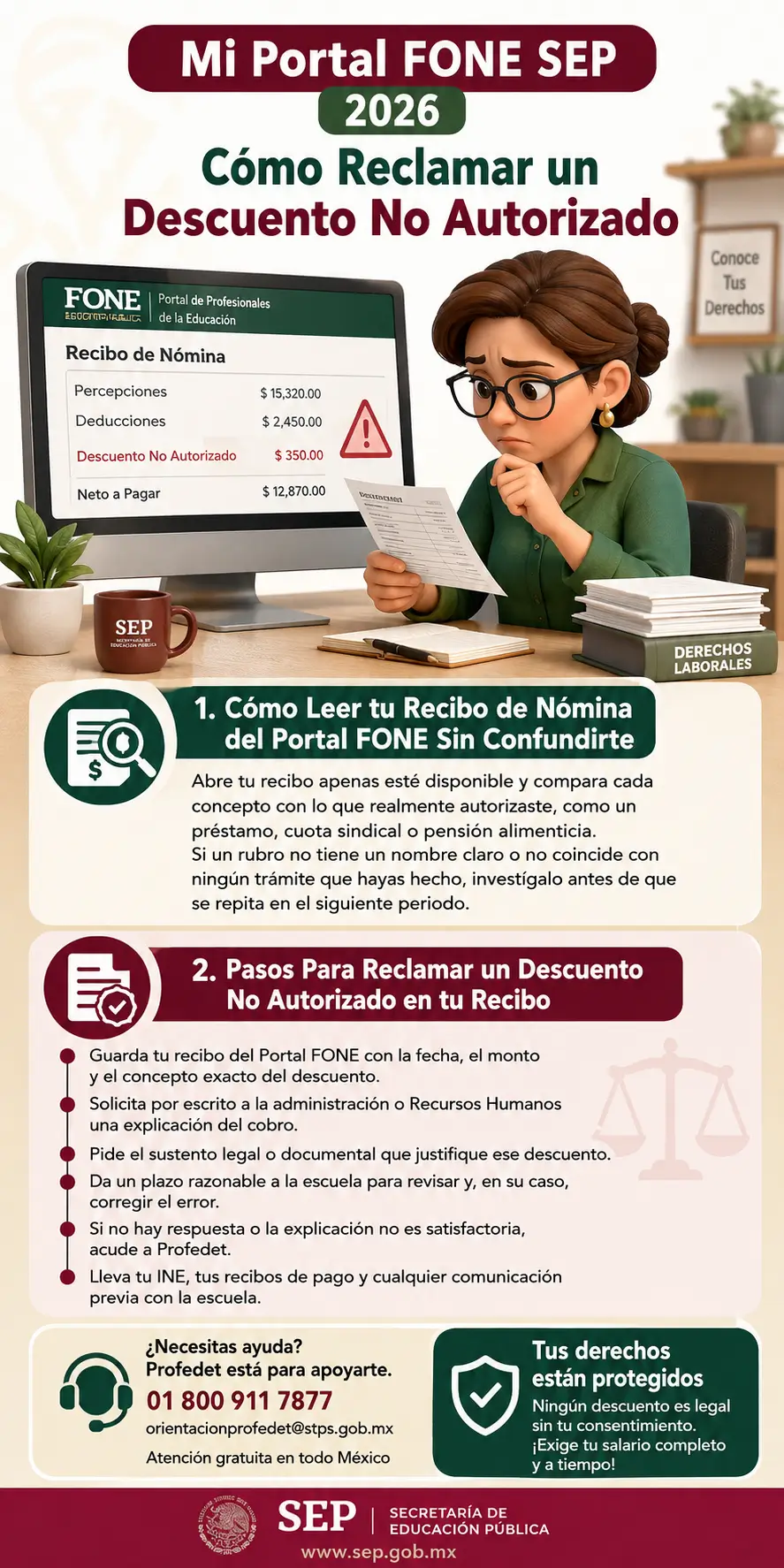 Mi Portal FONE 2026 Cómo Reclamar un Descuento No Autorizado en Tu Recibo de Pago