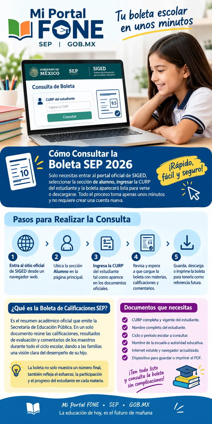 Cómo Consultar la Boleta SEP 2026 en Línea con CURP y Descargar Calificaciones