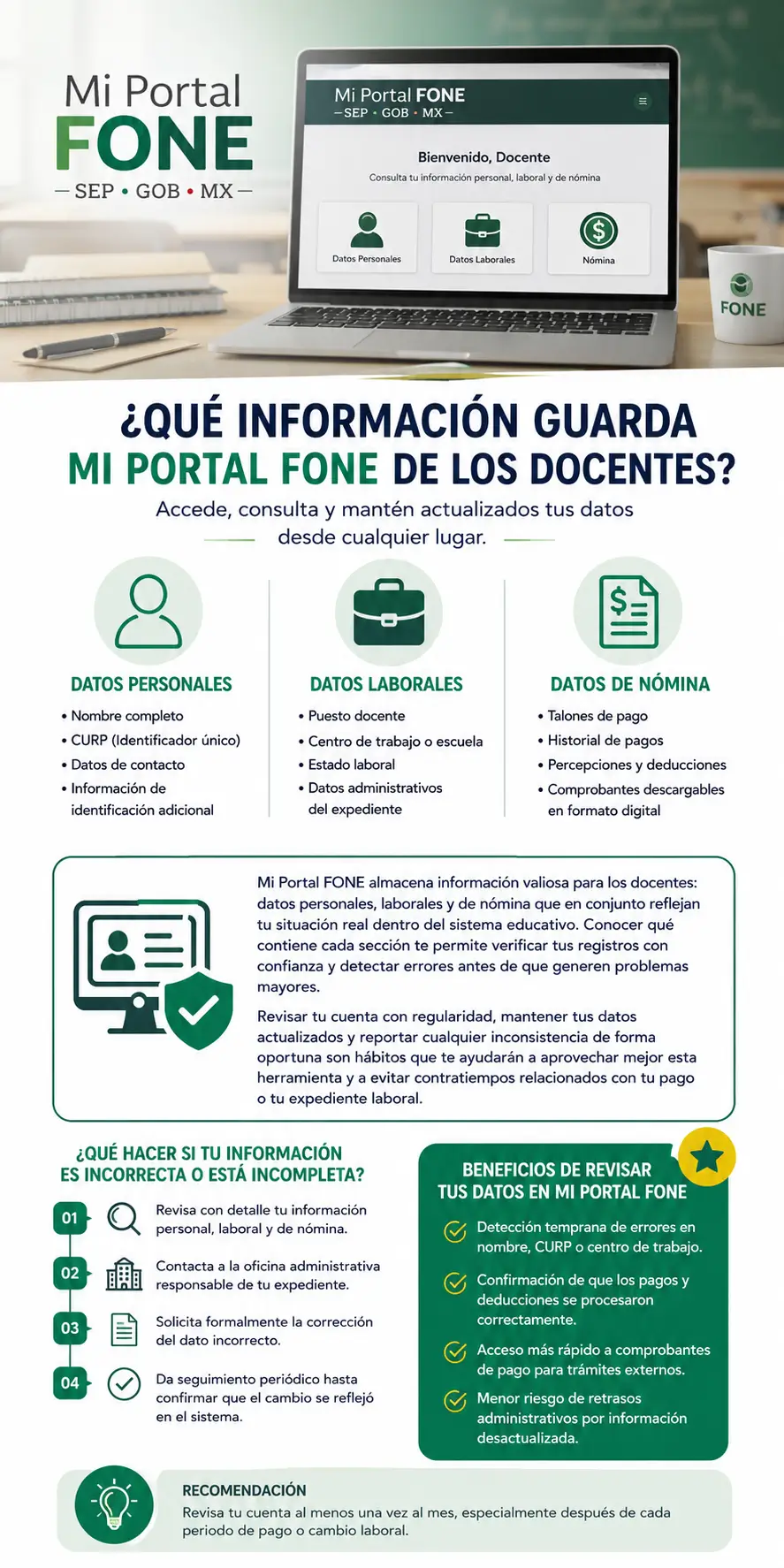 Qué Información Guarda Mi Portal Fone de los Docentes? Datos Personales, Laborales y de Nómina