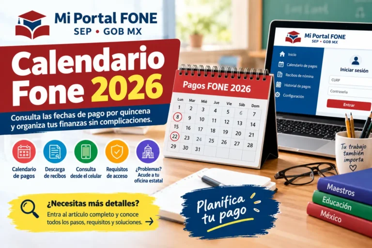 Calendario Fone 2026 Consulta A través de Oficina Del Departamento de Educación Fechas de Pago y Quincenas SEP
