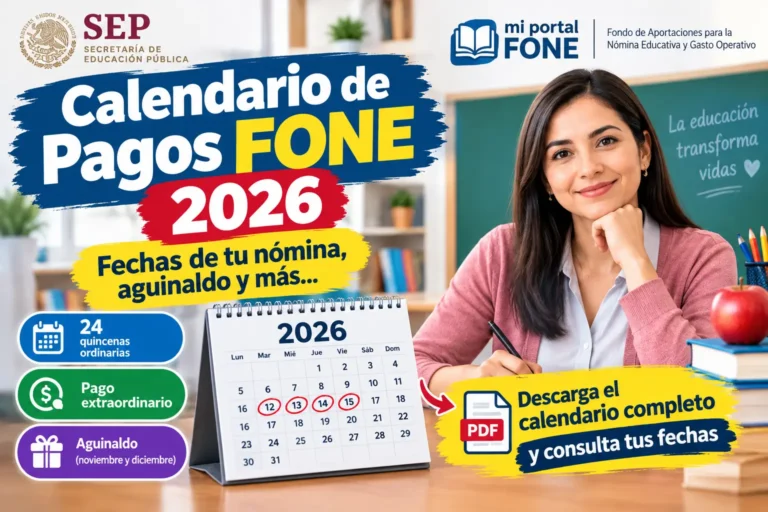 Calendario De Pagos Fone 2026 PDF Completa Detalles Para Maestras de Mexico