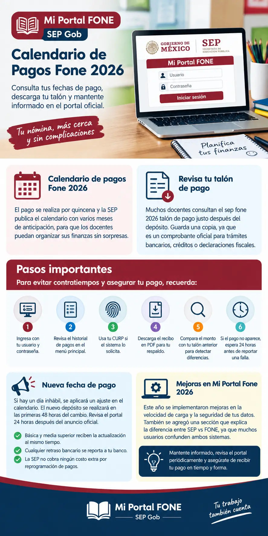 Calendario de Pagos Fone 2026 SEP Completa Guía 